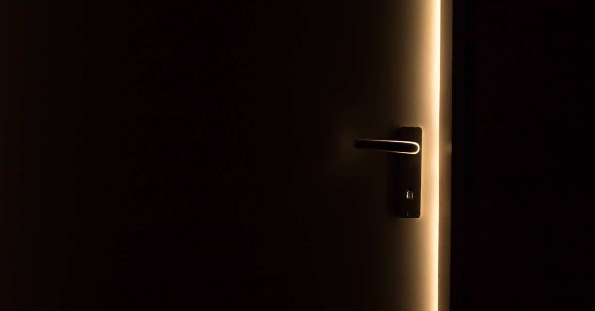 A dark room with a door slightly ajar, revealing a glowing light through the opening.